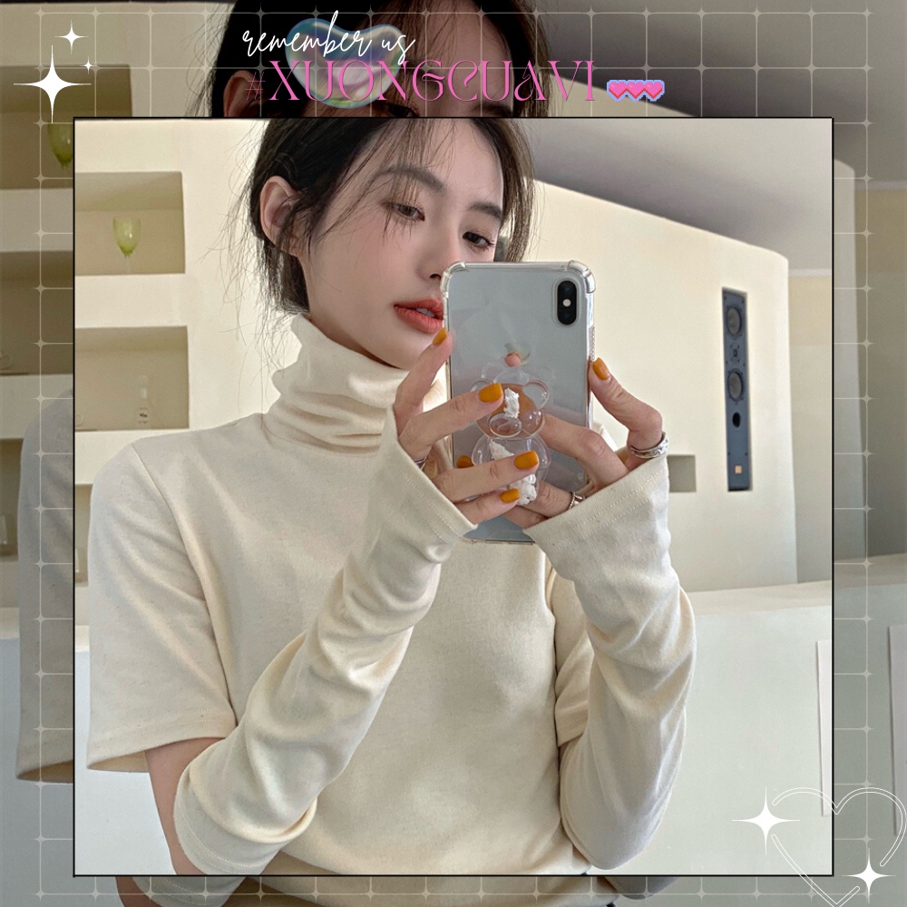 เสื้อยืดคอเต่าแขนหลวมสไตล์เกาหลีของผู้หญิง ATD030 Vis Factory