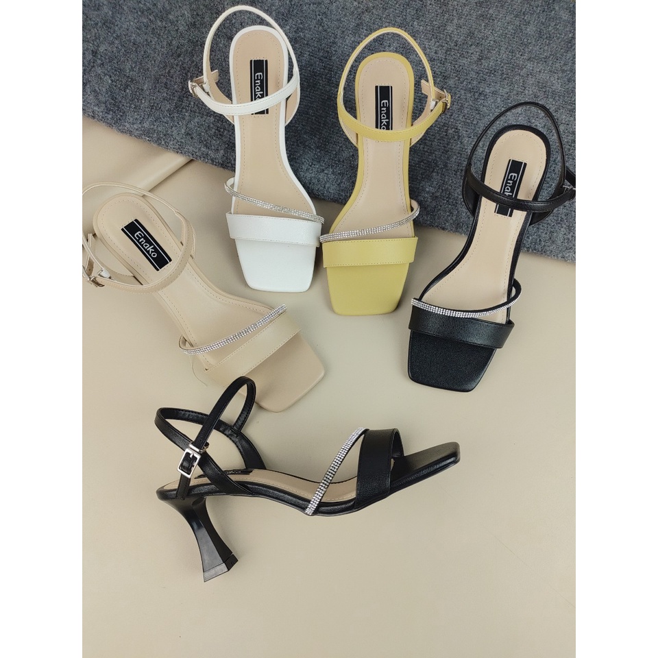 รองเท้าแตะส้นสูงสายหิน Enako TP13695 - ส้นกริชสูง 7 ซม.