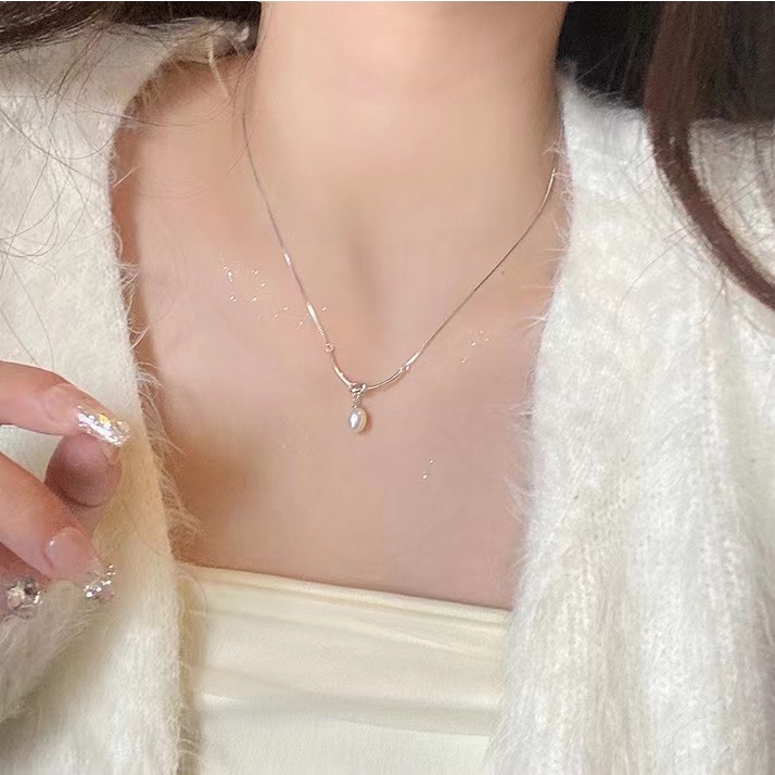 จากไทย 1วันถึง  สร้อยคอโซ่เงินแท้เกรด 925 ประดับมุกน้ำจืด | แบบเรียบง่าย หรูหรา | ระดับไฮเอนด์ สำหรับสุภาพสตรี