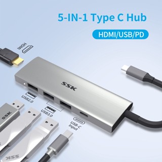 SSK 5 in 1 TYPE C HUB 3.0 USB C Adapter 4K 60Hz HDMI 100W PD Charger USB3.2 HUB for Macbook hub