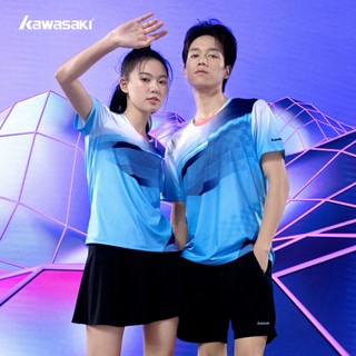 KAWASAKI เสื้อยืดกีฬาแบดมินตัน ระบายอากาศได้ดี แบบมืออาชีพ สําหรับผู้ชาย และผู้หญิง