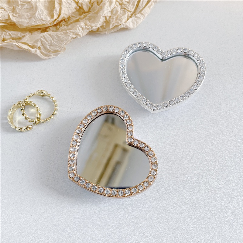 สร้างสรรค์ หัวใจ หัวใจ วงกลม กระจก ที่วางโทรศัพท์มือถือ น่ารัก ยืดไสลด์ พับ หมุน ดอกไม้ กระจก ยึด - รูปที่ 2