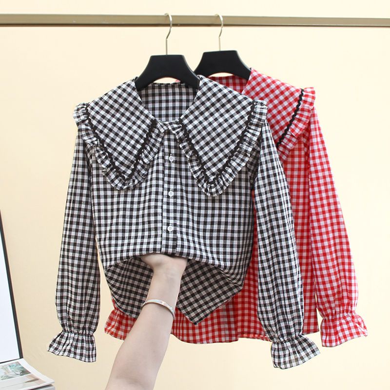 เสื้อแจ็กเก็ตแขนยาว ลายสก๊อต ทรงหลวม ขนาดใหญ่ สีดํา แฟชั่นฤดูใบไม้ร่วง สําหรับผู้หญิง 2023