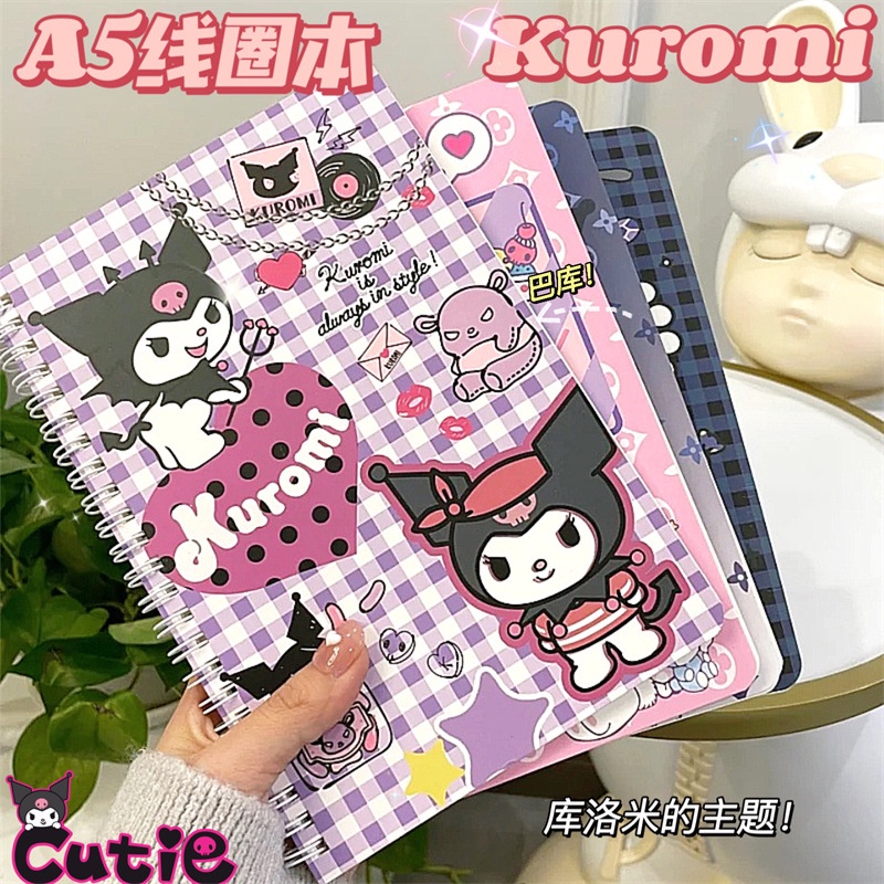 Letit Kuromi A5 Coil Notebook การ์ตูนน่ารัก Sanrio Spiral Book Notebook Journal Diary Book เครื่องเขียนนักเรียน