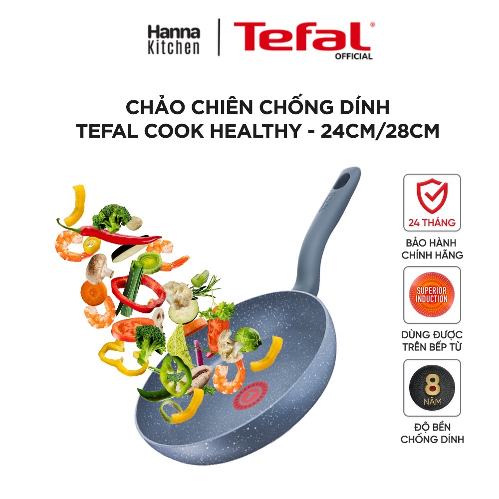 Tefal Cook กระทะไม่ติดหินเพื่อสุขภาพสําหรับเตาแม่เหล็กไฟฟ้า G1340495-G1340695