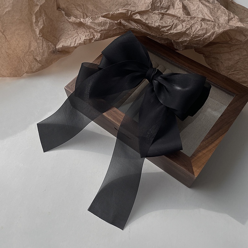 กิ๊บติดผม ประดับโบว์ สีดํา แฟชั่นฤดูใบไม้ผลิ สไตล์เกาหลี สําหรับผู้หญิง - รูปที่ 4