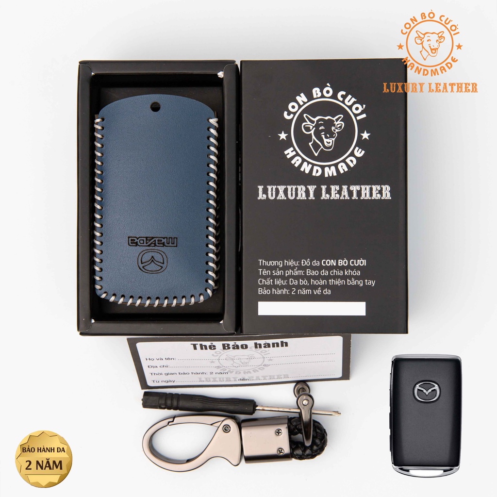 ที่หุ้มกุญแจรถหนังสําหรับ Mazda 3.2020-2024, Cx3, Cx 30, Cx8 22-23 - CX5 23-24, Cx2 2024 2 ปีหนังวัว