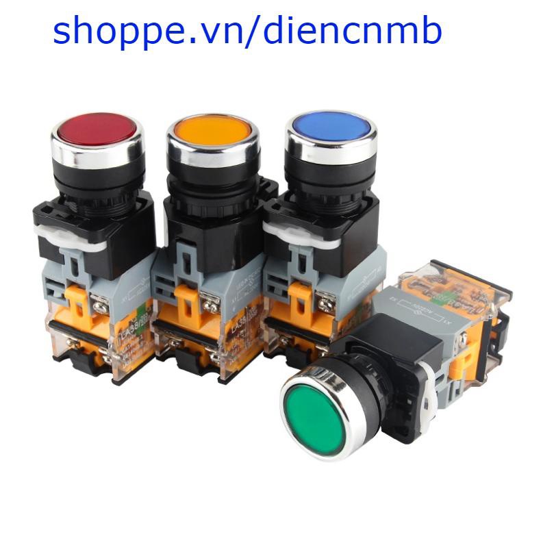 ปุ่มกดพร้อมไฟนักบิน 22 น้ําเงิน แดง เหลือง ปุ่มกดปล่อย LA38-11D (MSB)