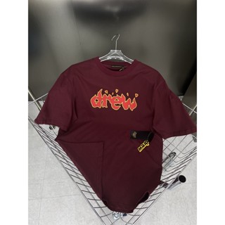 ใหม่ เสื้อยืดลําลอง แขนสั้น พิมพ์ลายเปลวไฟ Drew House พลัสไซซ์ สําหรับคู่รัก