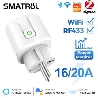 Smatrul Tuya อะแดปเตอร์ปลั๊กไฟอัจฉริยะ WiFi 20A 16A EU 4400W 3500W ควบคุมด้วยเสียง สําหรับ Google Home Alexa