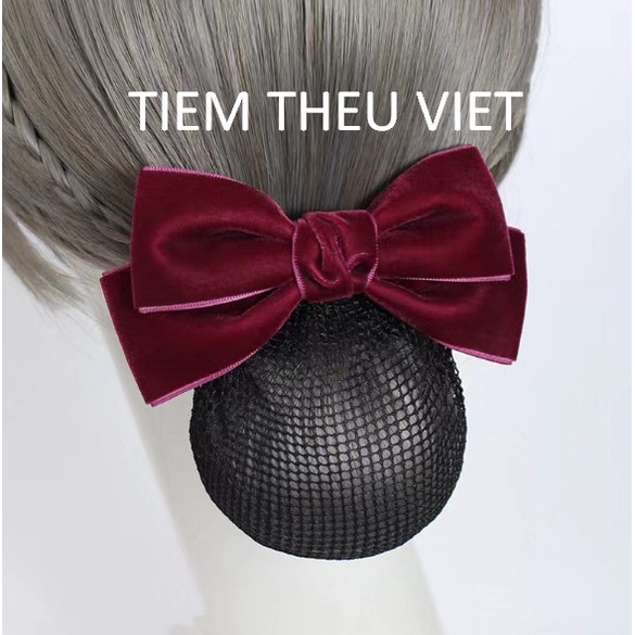 Viet เย็บปักถักร้อย Shop Velvet Mesh Bun Clip BL09