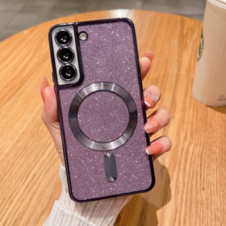 Casetify เคสโทรศัพท์มือถือใส แบบนิ่ม ลายกากเพชร ชุบไฟฟ้า ป้องกันเลนส์กล้อง สําหรับ Samsung S23 S22 S21 Ultra Plus