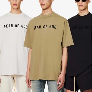 Fog เสื้อยืดแขนสั้น ผ้าฝ้าย พิมพ์ลายตัวอักษร Fear of God พลัสไซซ์ สไตล์คลาสสิก สําหรับผู้ชาย