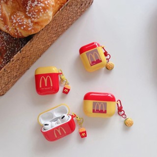 เคสหูฟังบลูทูธไร้สาย แบบซิลิโคน จี้รูปแฮมเบอร์เกอร์ McDonalds สําหรับ airpods 1 2 Pro