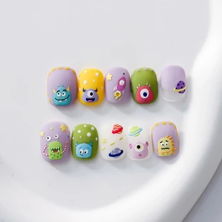 Rou Bao KX310 สติกเกอร์ ลายการ์ตูนมอนสเตอร์ ดาวเคราะห์น่ารัก 5D สีโปร่งใส สําหรับติดตกแต่งเล็บ