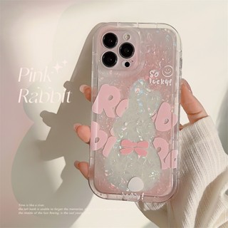 เคสโทรศัพท์มือถือ TPU แบบนิ่ม ลายกระต่าย สีชมพู สําหรับ iphone 14 Pro Max 13 Pro Max 12 Pro Max