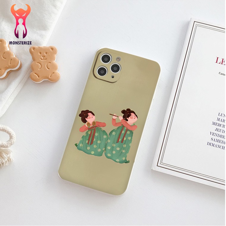 เคสไอโฟนขอบสี่เหลี่ยมสาวร้องเพลง 6/6splus/7/7plus/8/8plus/x/xr/xs/11/12/13/pro/max/plus/promax - e63