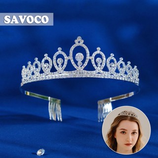 Savoco มงกุฎเจ้าหญิงนิกาห์ สีเงิน เครื่องประดับแฟชั่น สําหรับผู้หญิง SH013