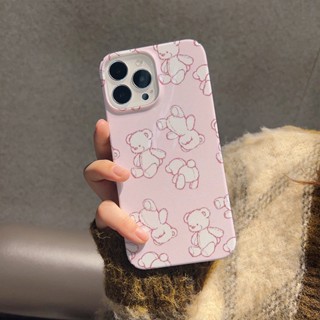 ฟิล์มแข็ง เคส iphone 14promax 11 13 12 7Plus 8 X XS Max ตุ๊กตาหมีขนฟูน่ารัก เคสโทรศัพท์