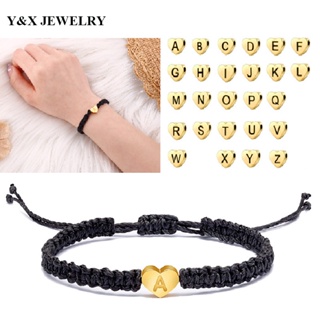 【Y&amp;X】กําไลข้อมือถักเปีย ลายตัวอักษร A-Z 26 ตัว ปรับได้ เครื่องประดับแฟชั่น สําหรับผู้หญิง คู่รัก ของขวัญ มิตรภาพ