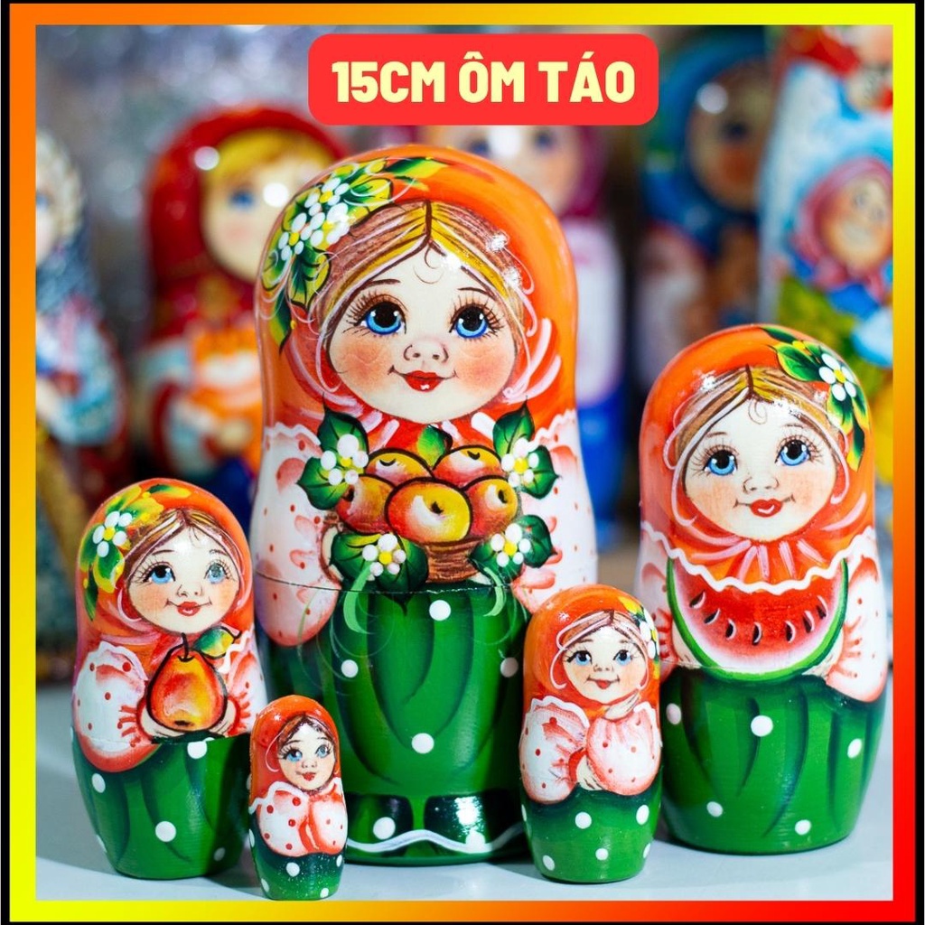 (น่ารักมาก) Matryoshka RUSSIAN DOLL SET 5 ชั้น 15 ซม. EXTREME BEAUTIFUL MISA BABY Hugging Apple