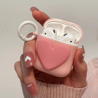 เคสหูฟังบลูทูธไร้สาย แบบซิลิโคน รูปหัวใจ ขนาดเล็ก สีชมพู สําหรับ airpods 1 2 Pro