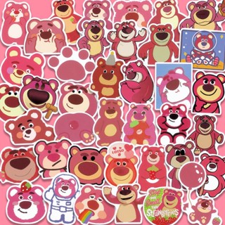 สติกเกอร์ ลายการ์ตูนอนิเมะ Strawberry Pink Bear Lotso สําหรับติดตกแต่งแล็ปท็อป 50 ชิ้น