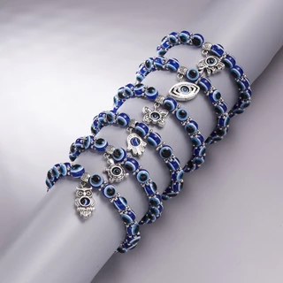 แฟชั่นตุรกีสร้อยข้อมือตาสีฟ้าสร้อยคอปีศาจจี้ Amulet Kabbalah ProtectionLucky สร้อยข้อมือสําหรับผู้หญิงสาวเครื่องประดับ