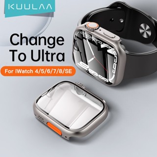 Kuulaa เคสป้องกันหน้าจอ PC แบบแข็ง พร้อมกระจกนิรภัย สําหรับ Apple Watch Series 8 7 4 5 6 se 45 มม. 44 มม.