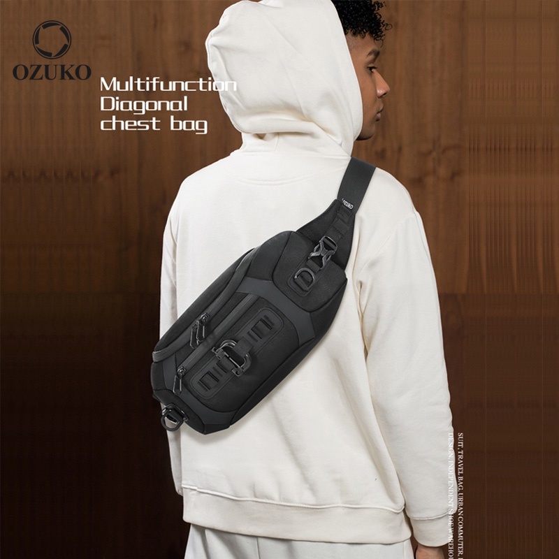 Ozuko Sport Oxford กระเป๋าสะพายข้างสีทหาร - กระเป๋าเป้แท้สําหรับโทรศัพท์ - Travel, กันน้ํา
