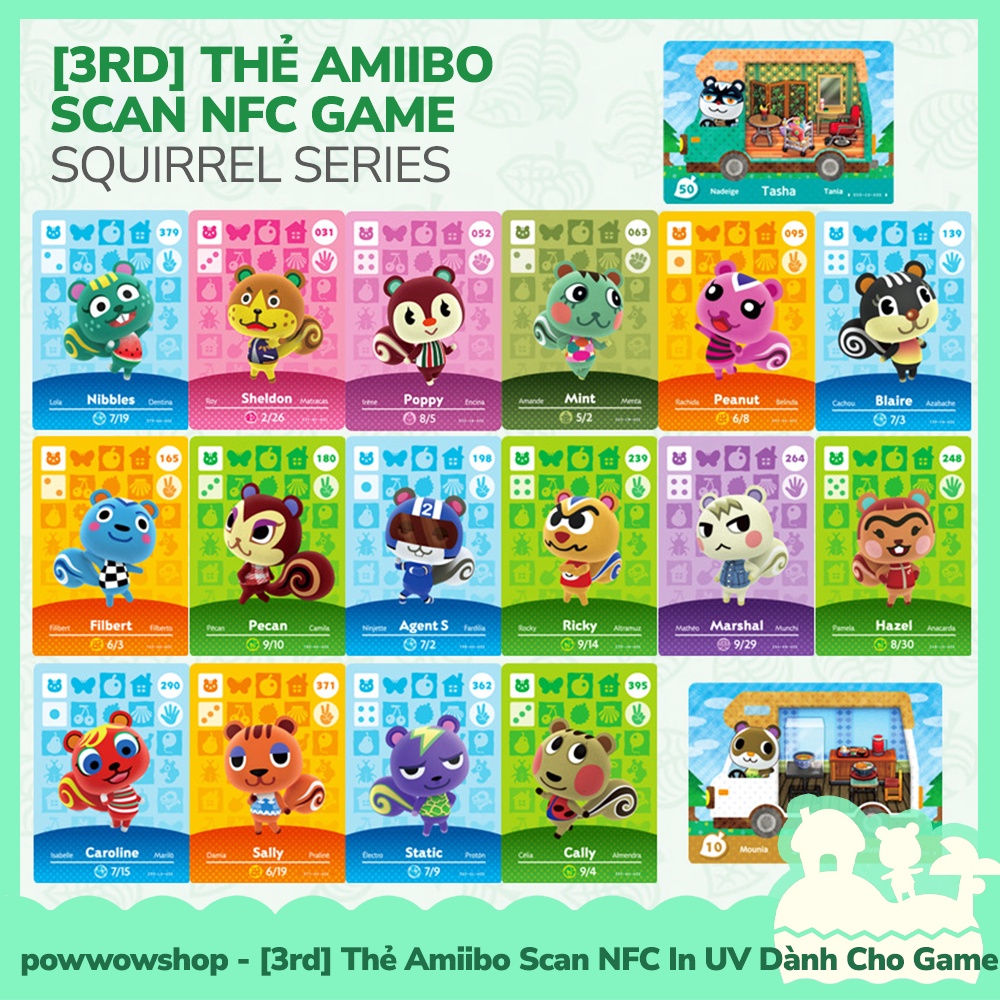 [ คลังสินค ้ าพร ้ อม VN - Express ] การ ์ ด Amiibo Scan NFC Squirrel Series สําหรับ Animal Crossing New Horizons Nintendo Switch Game