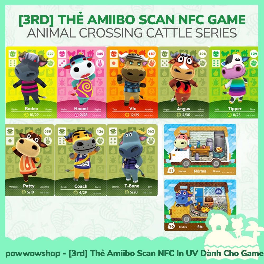 [ คลังสินค ้ าพร ้ อม VN - Express ] การ ์ ด Amiibo Scan NFC Cow &amp; Bull Series สําหรับ Animal Crossing New Horizons Nintendo Switch Game