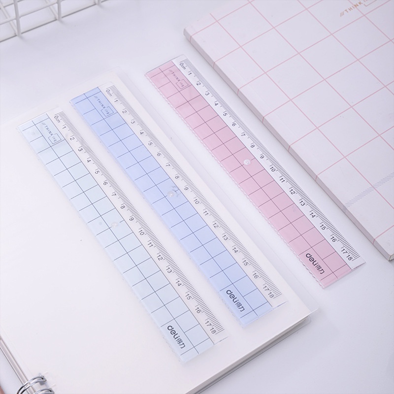 ไม้บรรทัดใส Deli 18 ซม. แบบตรง พกพาสะดวก สำหรับนักเรียนและคนทำงาน