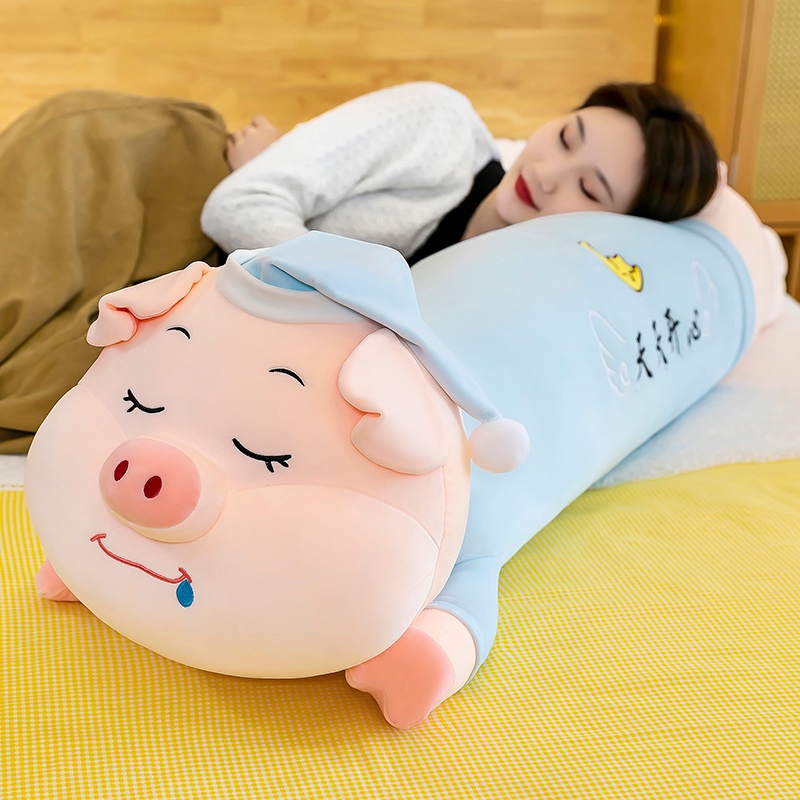 พร้อมส่ง หมอนตุ๊กตานุ่ม รูปหมูนอนหลับ ขนาดใหญ่ พร้อมขา สําหรับเด็กผู้ชาย และผู้หญิง