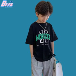 Bxpb เสื้อยืดลําลอง แขนสั้น ทรงหลวม พิมพ์ลาย สไตล์เกาหลี แฟชั่นฤดูร้อน สําหรับเด็กผู้ชาย ผู้หญิง 110-170