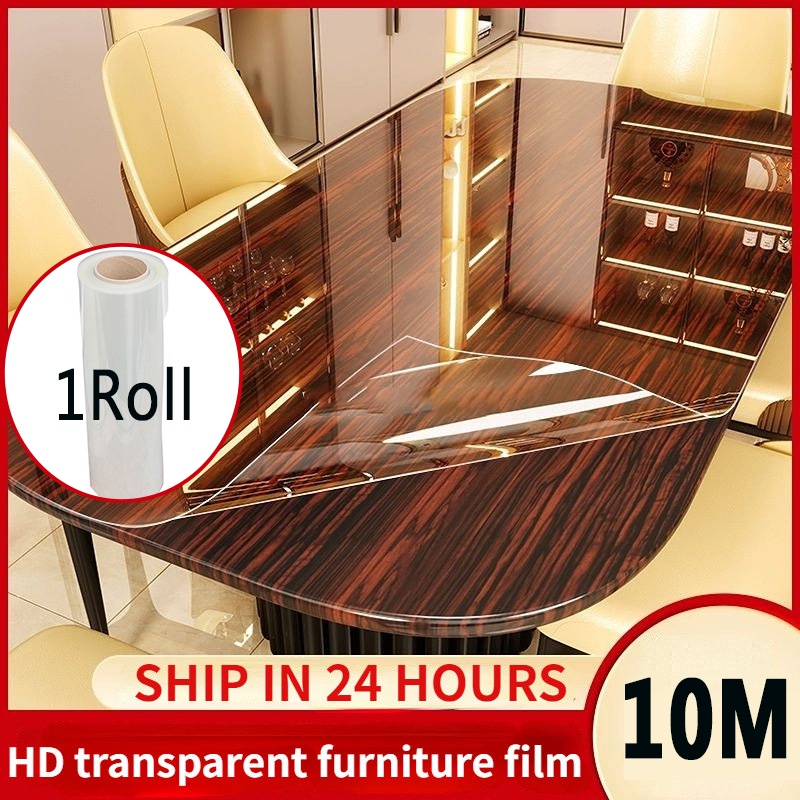 【1 ม้วน 10 เมตร】 HD ใส มีกาวในตัว หน้ากากโต๊ะครัว เฟอร์นิเจอร์ ตกแต่ง กันน้ํา ทนความร้อน ฟิล์มป้องกันโต๊ะ
