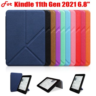 เคสโทรศัพท์มือถือหนัง PU ฝาพับ พร้อมขาตั้ง สําหรับ Amazon Kindle 11th Generation 6.8 นิ้ว 2021 KPW5 Paperwhite 5 M2L3EK M2L4EK e-Book