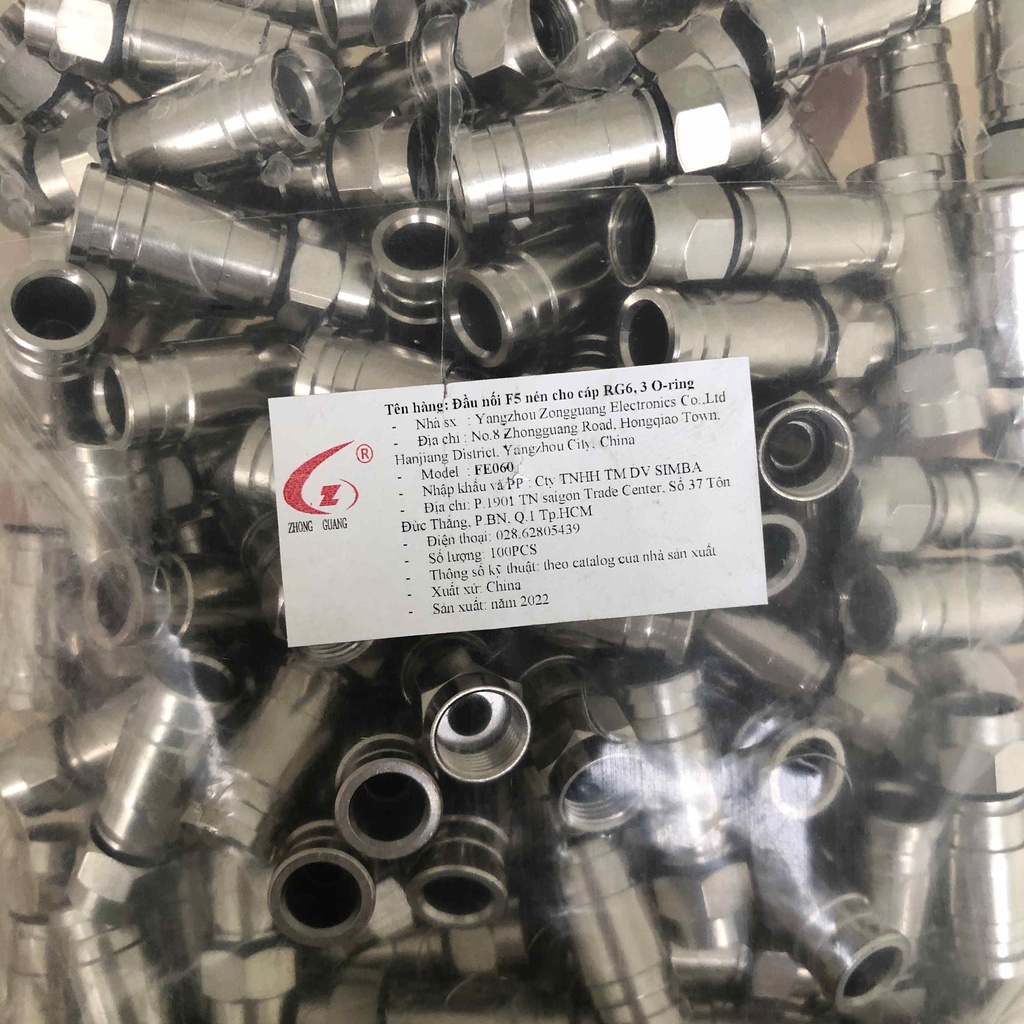 10 ชิ้น F5 การบีบอัดสําหรับ RG6, FE060 สาย (3 CN แหวน - SCTV), FZ-China