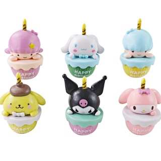 โมเดลฟิกเกอร์ PVC รูปการ์ตูน Sanrio Hello Kitty My Melody Kuromi Cinnamorol Pochacco Q 6 ชิ้น ต่อชุด