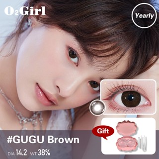 O2Girl คอนแทคเลนส์ Mini 2 ชิ้น 14.2 สีน้ำตาล สีดำ
 มม. บิ๊กอายแว่นตาสายตาสั้นแต่งหน้าผลิตภัณฑ์ความงามเลนส์(0-8.00)
 GUGU