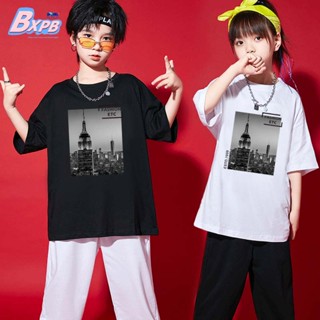 Bxpb เสื้อยืดแขนสั้นลําลอง ผ้าฝ้าย ทรงหลวม พิมพ์ลาย คุณภาพสูง แฟชั่นฤดูร้อน สําหรับเด็กผู้ชาย ผู้หญิง อายุ 3-15 ปี ใส่ได้ 1 ปี