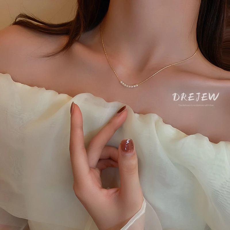 DREJEW สร้อยคอโซ่ ประดับไข่มุก ทรงเรขาคณิต หรูหรา เข้ากับทุกการแต่งกาย แบบเรียบง่าย สไตล์เกาหลี สําหรับผู้หญิง thumbnail 6