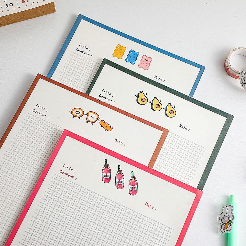 กระดาษโน้ต Format ขนาดใหญ่ 30 แผ่นขนาด B5 พร้อมขอบหลายสีภาพน่ารัก 2023