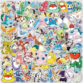 100 ชิ้นตลก Pokemon Pikachu สติกเกอร์กันน้ํา DIY สําหรับโทรศัพท์แล็ปท็อปรถสติกเกอร์ Creative Home Decal