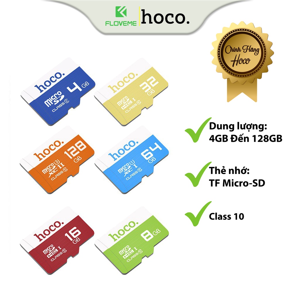 Hoco Micro SD การ์ดหน่วยความจําสําหรับโทรศัพท์และคอมพิวเตอร์ 256GB/128GB/64G Class 10 - สินค้าของแท้