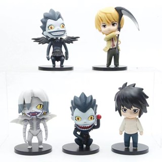 โมเดลฟิกเกอร์ PVC อนิเมะ Death Note L·Lawliet Yagami Light Ryuuku Rem Sickle Q version ของเล่นสําหรับเด็ก 5 ชิ้น ต่อชุด