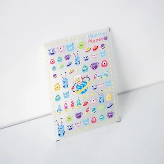 Rou Bao KX310 สติกเกอร์ ลายการ์ตูนมอนสเตอร์ ดาวเคราะห์น่ารัก 5D สีโปร่งใส สําหรับติดตกแต่งเล็บ