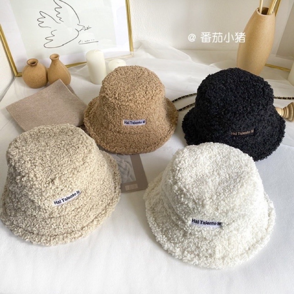 หมวกบักเก็ต Hakie Fleece | หมวกไหมพรมผู้หญิงสไตล์เกาหลี iLita bucket ulzzang ขนแกะสําหรับสุภาพสตรีที