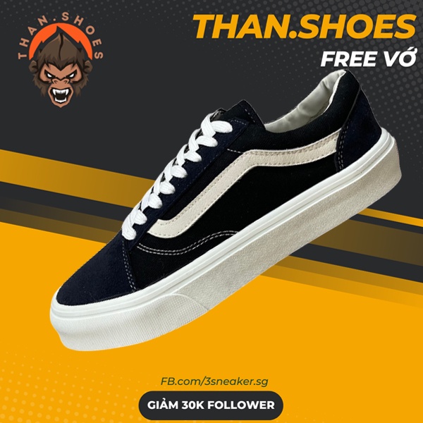 Vans Old Skool Classic Black White Vans Sneaker สีดํา - Coal.Shoes