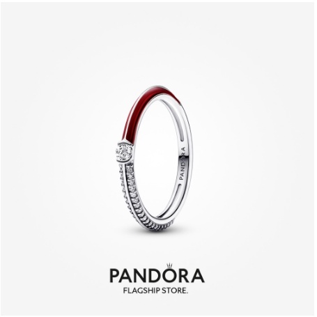 Pandora ME Pavé แหวนคู่ สีแดง
